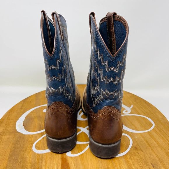 Ariat Mens Boots Tycoon Western 100215191 Pull On Leather Brown Blue Size 5 - Picture 4 of 10